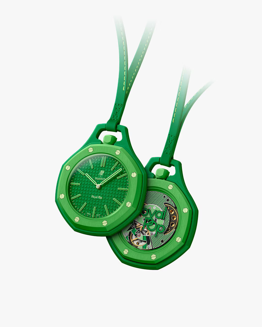 Montre Royal Pop GREEN-EIGHT verte avec style moderne, accessoire personnalisable grâce aux bracelets compatibles Royal Pop