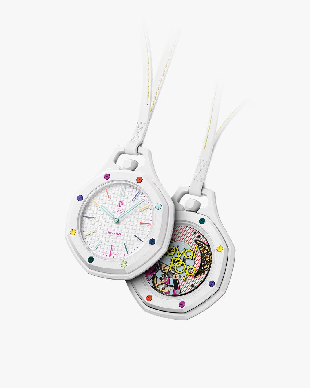Royal Pop HUIT-BLANC blanche au design épuré, montre élégante personnalisable avec bracelets interchangeables
