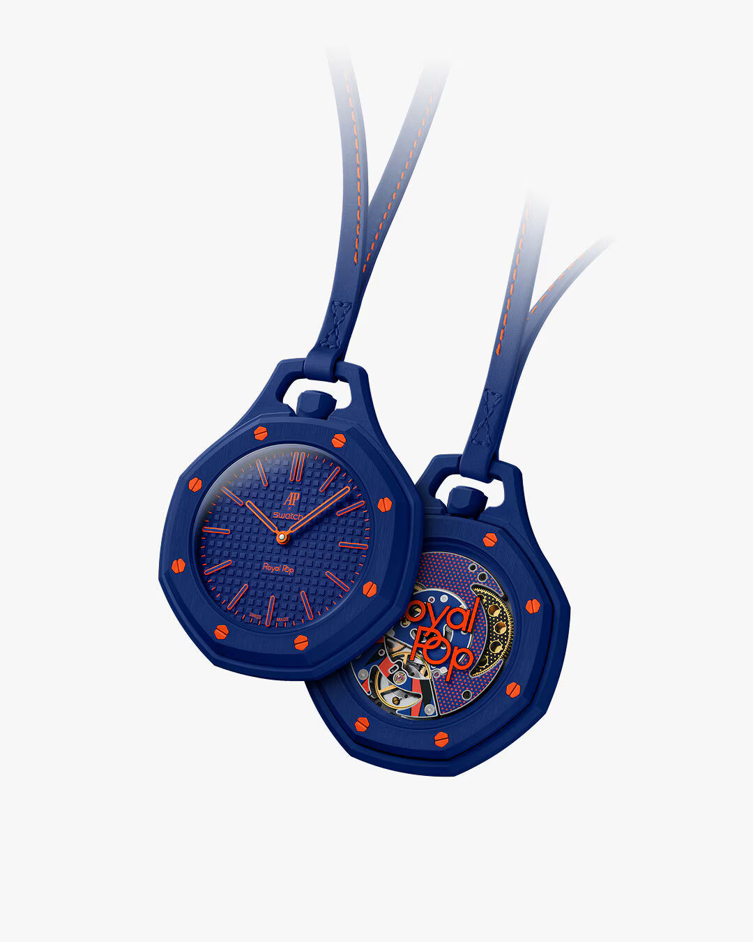 Royal Pop ORENJI-HACHI orange, montre tendance colorée avec design original et options de personnalisation Strap Pop